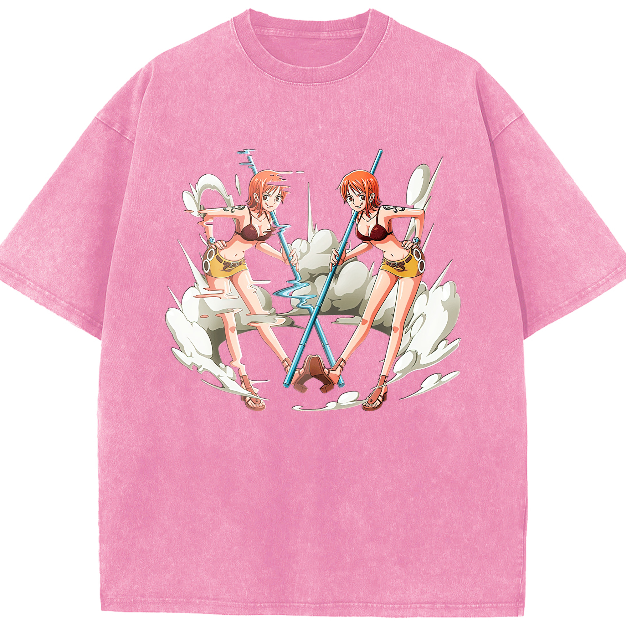 ワンピース ナミ ONE PIECE Nami 綿100% ヴィンテージ風 半袖Tシャツ（フロントプリント）